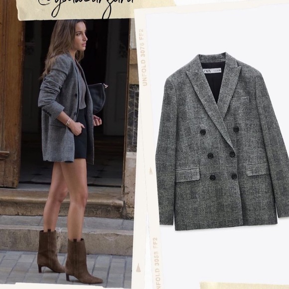 Zara Jackets & Blazers - Plaid Double Breasted Blazer Size S NWT